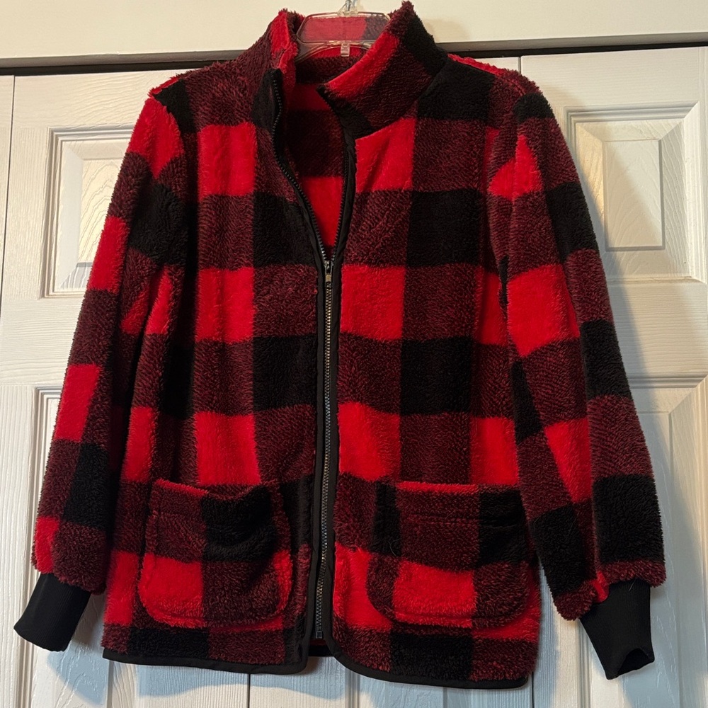 Staccato Red and Black Checkered Fleece Jacket